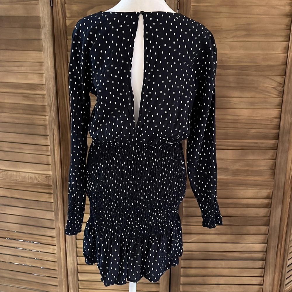 Topshop Smocked Polka Dot Mini Dress Size 6 - Picture 5 of 14